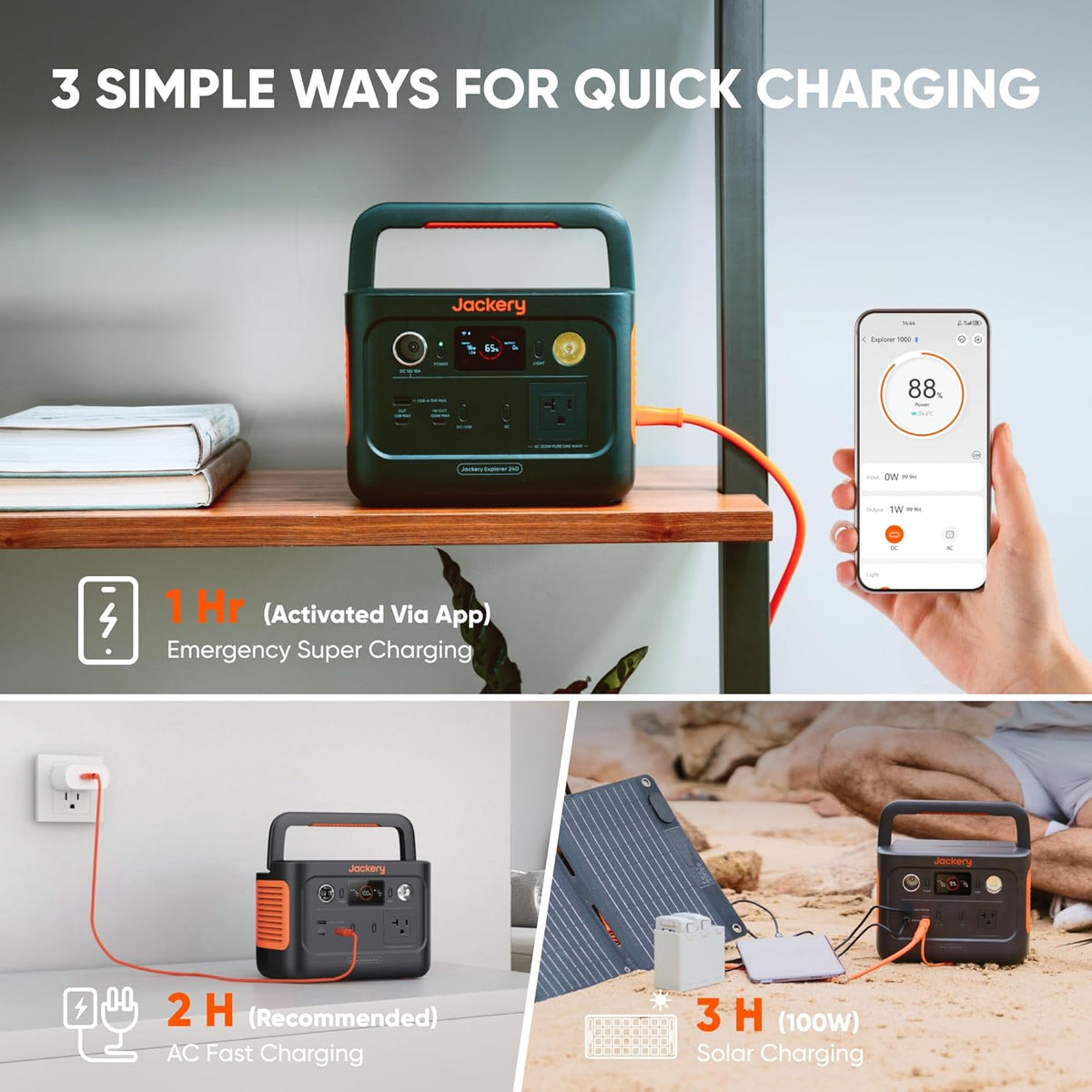 Générateur solaire Jackery 240 V2 et mini panneau solaire 40 W, batterie LiFePO4 256 Wh, sortie CA 300 W et USB-C 100 W, charge solaire ultra-rapide pour le camping, les voyages et les situations d'urgence.