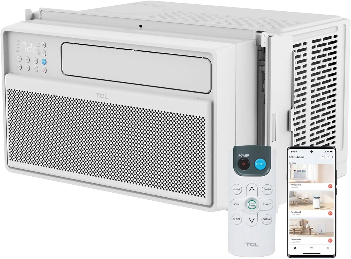 Climatiseur de fenêtre intelligent TCL série Q de 12 000 BTU, 115 V, pour pièces jusqu'à 51 m², ultra-silencieux, 38 % d'économie d'énergie, installation facile, fenêtre ouvrable, compatible avec Alexa et Google Assistant