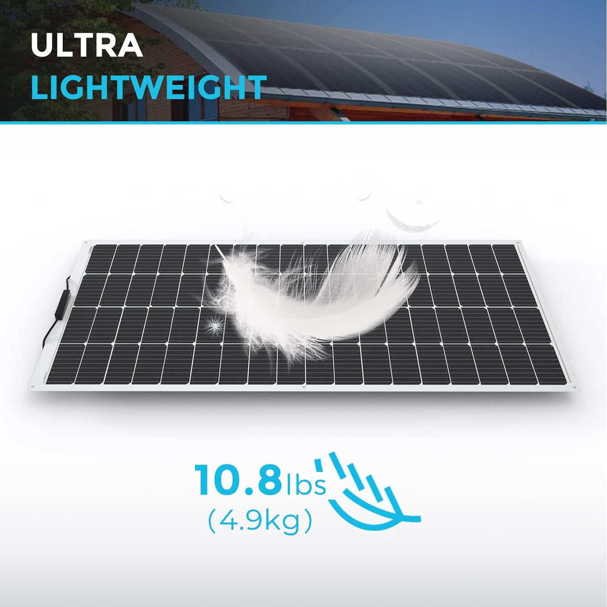 Panneaux solaires Renogy 200 W 12 V, flexibles, haute efficacité (22 %), ultra-légers, orientables à 240°, pour bateaux, camping-cars, cabines, fourgonnettes, voitures et surfaces courbes.