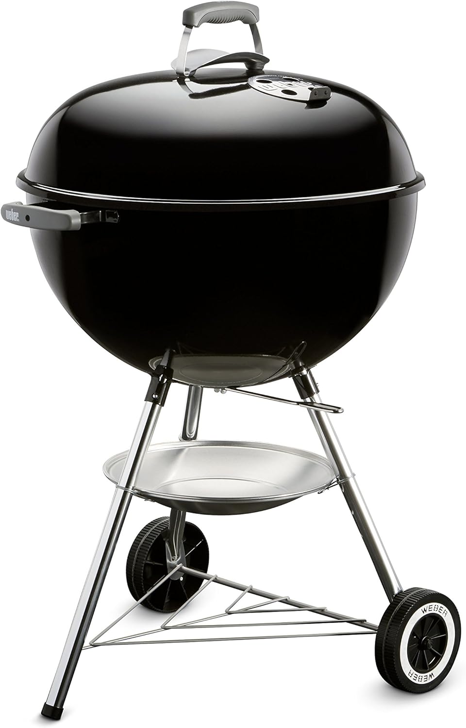 BBQ à charbon Weber Original Kettle 22 pouces noir – BBQ classique d'extérieur avec système de nettoyage One‑Touch™ et régulateurs de température précis