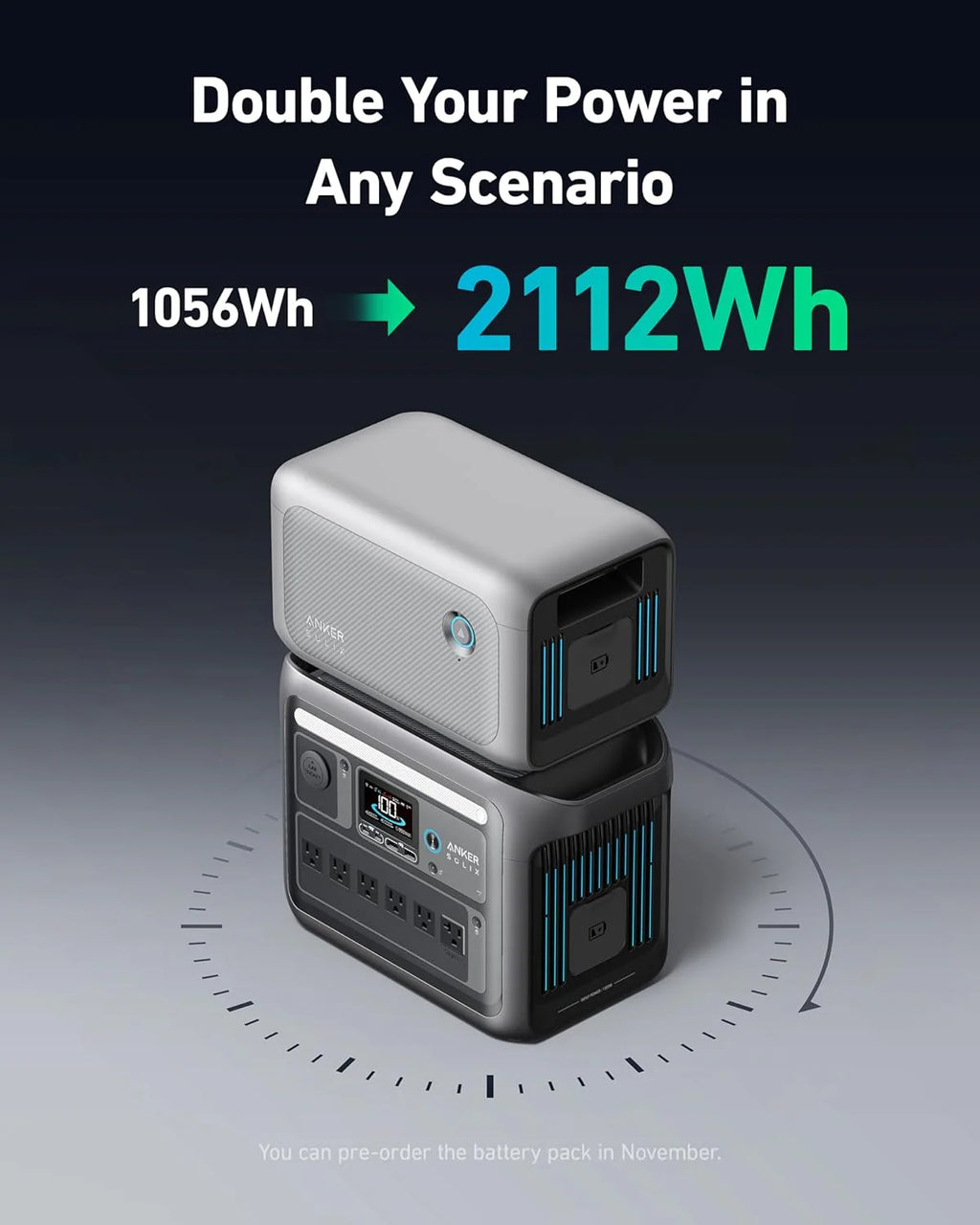 Centrale électrique compact and portable, générateur solaire 1800 W (2400 W en crête), charge complète en 58 minutes, batterie LiFePO4 1056 Wh.