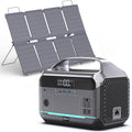 Station d'alimentation compact and portable avec panneau solaire de 80 W, batterie LiFePO4 de 288 Wh, chargeur compact and portable de 600 W avec prise secteur, générateur solaire avec protection contre les surtensions 110 V/1200 W, charge rapide en