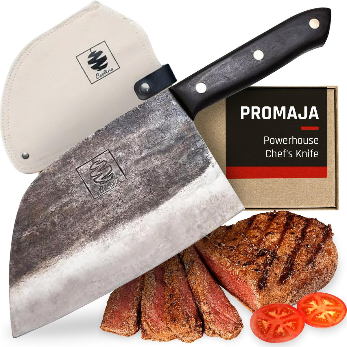 Couteau COOLINA Promaja – Couteau à découper, à griller, à viande, à trancher, couteau de boucher et de chef – Outil de cuisine indispensable