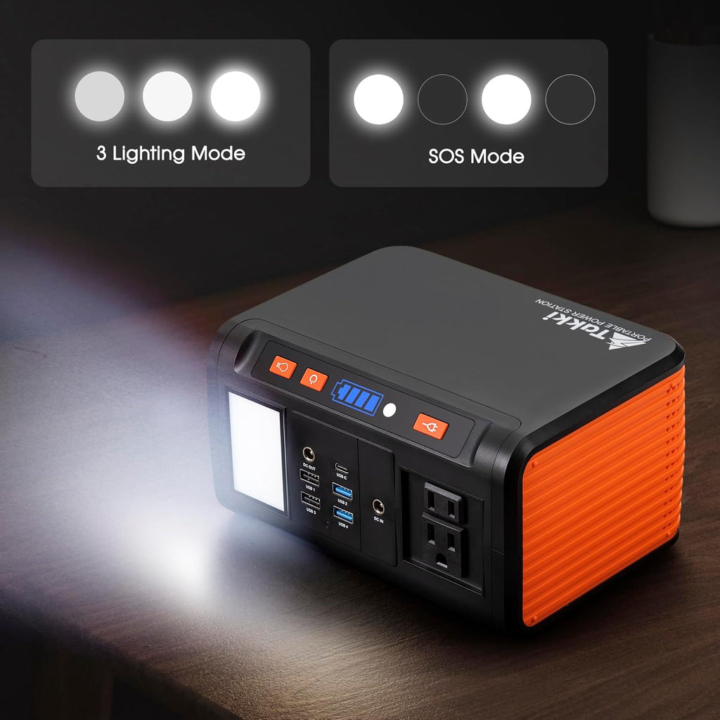 Générateur solaire compact and portable Takki 250 W avec panneaux solaires de 40 W, batterie lithium 222 Wh à onde sinusoïdale pure et prise secteur 110 V pour le camping, les appareils CPAP, la maison et les situations d'urgence en extérieur.