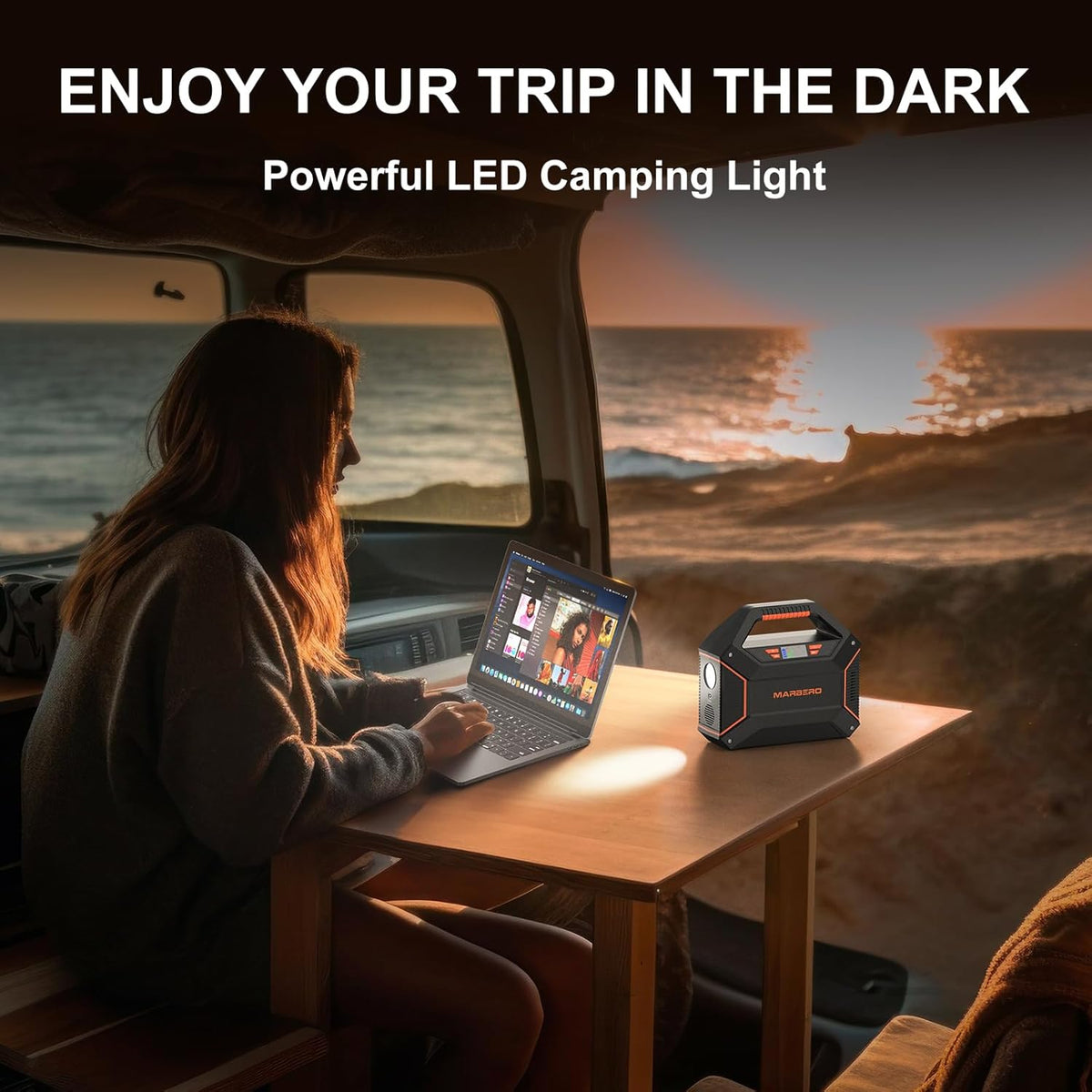 Générateur solaire MARBERO 155 Wh avec panneau solaire 30 W, station d'alimentation compact and portable, sortie multiple 100 W, lampe torche LED intégrée et câble de 2 m, ultra-léger pour le camping et les situations d'urgence en cas de panne de