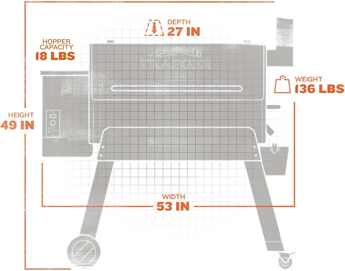 BBQ et fumoir électrique à granulés de bois Traeger Grills Pro 34, couleur bronze, surface de cuisson de 884 pouces carrés, température maximale de 450 degrés, sonde à viande, fonction BBQ 6 en 1