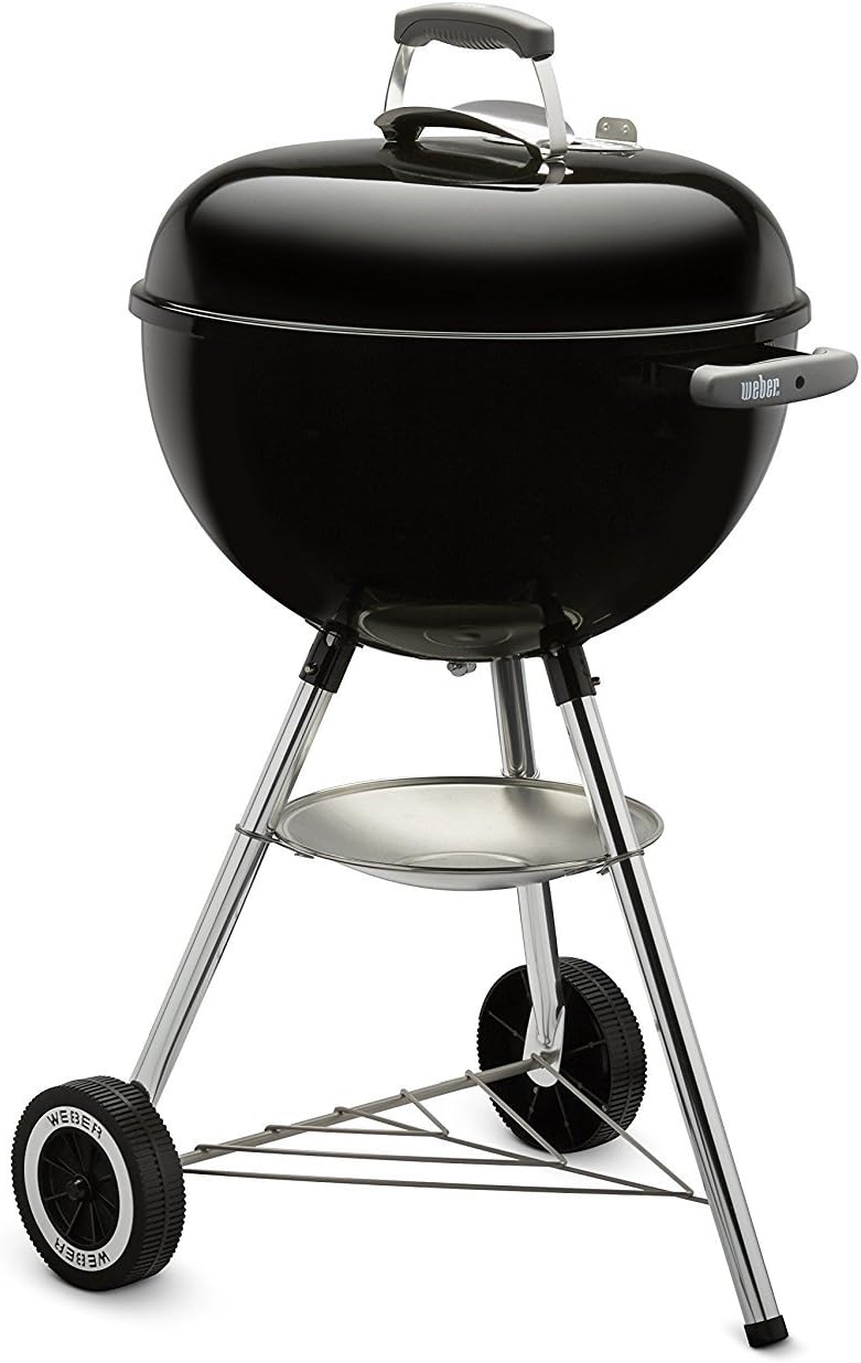 BBQ à charbon Weber Original Kettle, 45,7 cm (18 pouces), noir – BBQ classique d'extérieur avec système de nettoyage One‑Touch™ et régulateurs de température précis