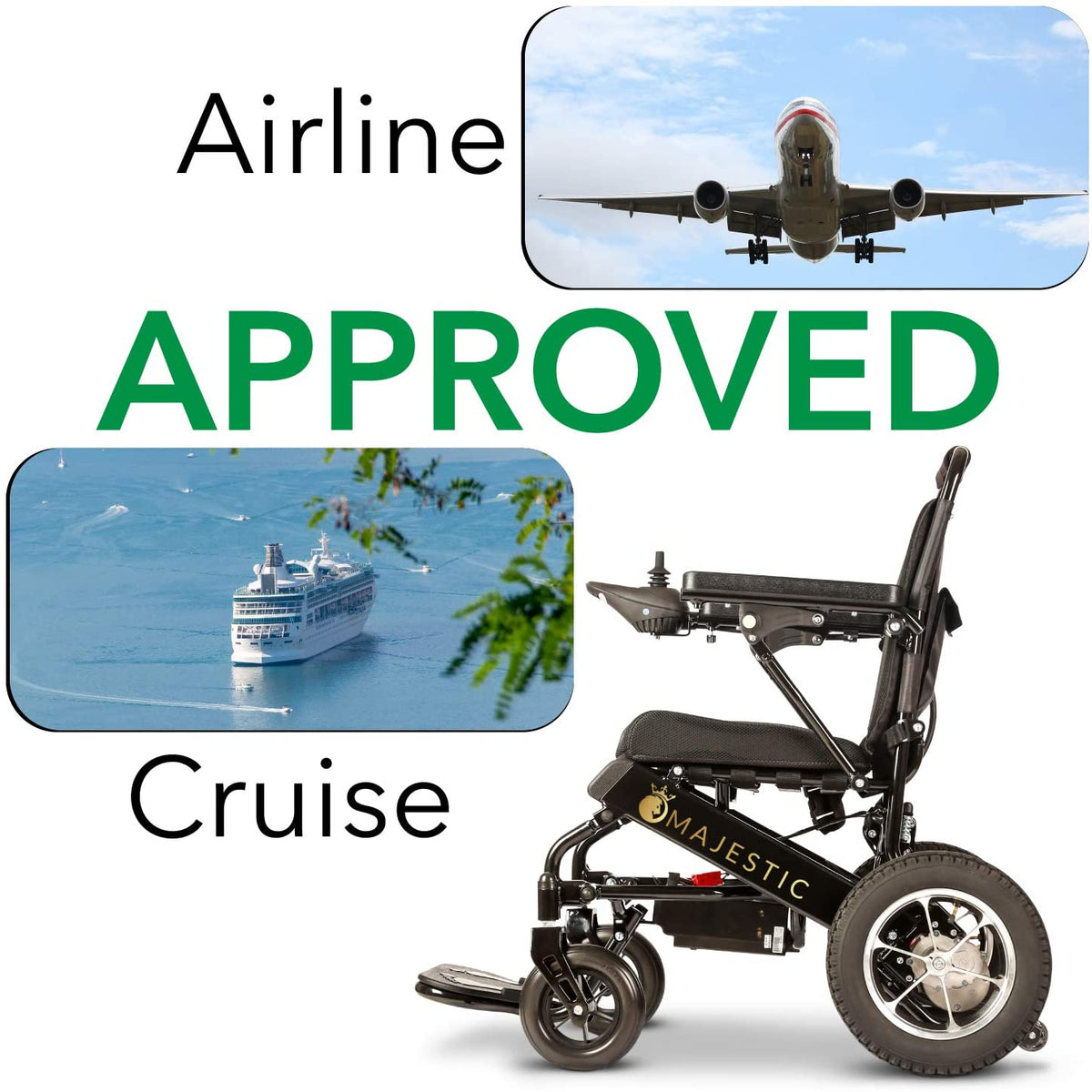 Nouveau fauteuil roulant électrique pliable ultra-léger 2020, homologué FDA et autorisé pour les voyages en avion, robuste, motorisé, compact and portable (largeur d'assise : 17,5 pouces)