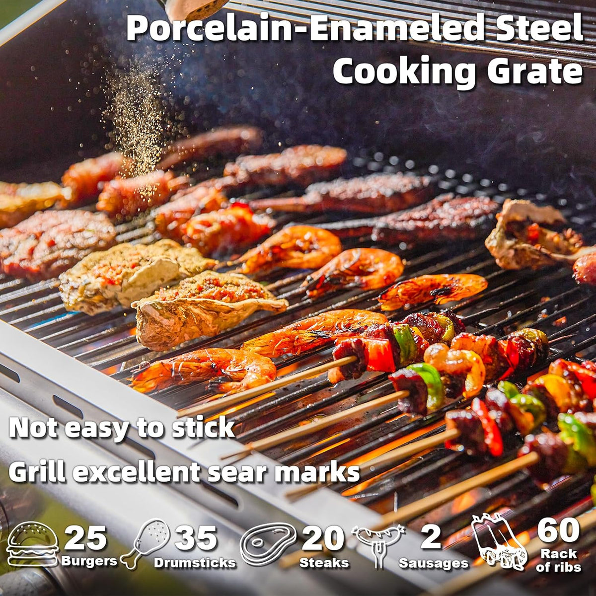 BBQ à gaz propane amélioré à 4 brûleurs avec grilles en fonte et réchaud latéral, brûleur en acier inoxydable de 44 000 BTU pour terrasse, camping et cuisine en plein air.