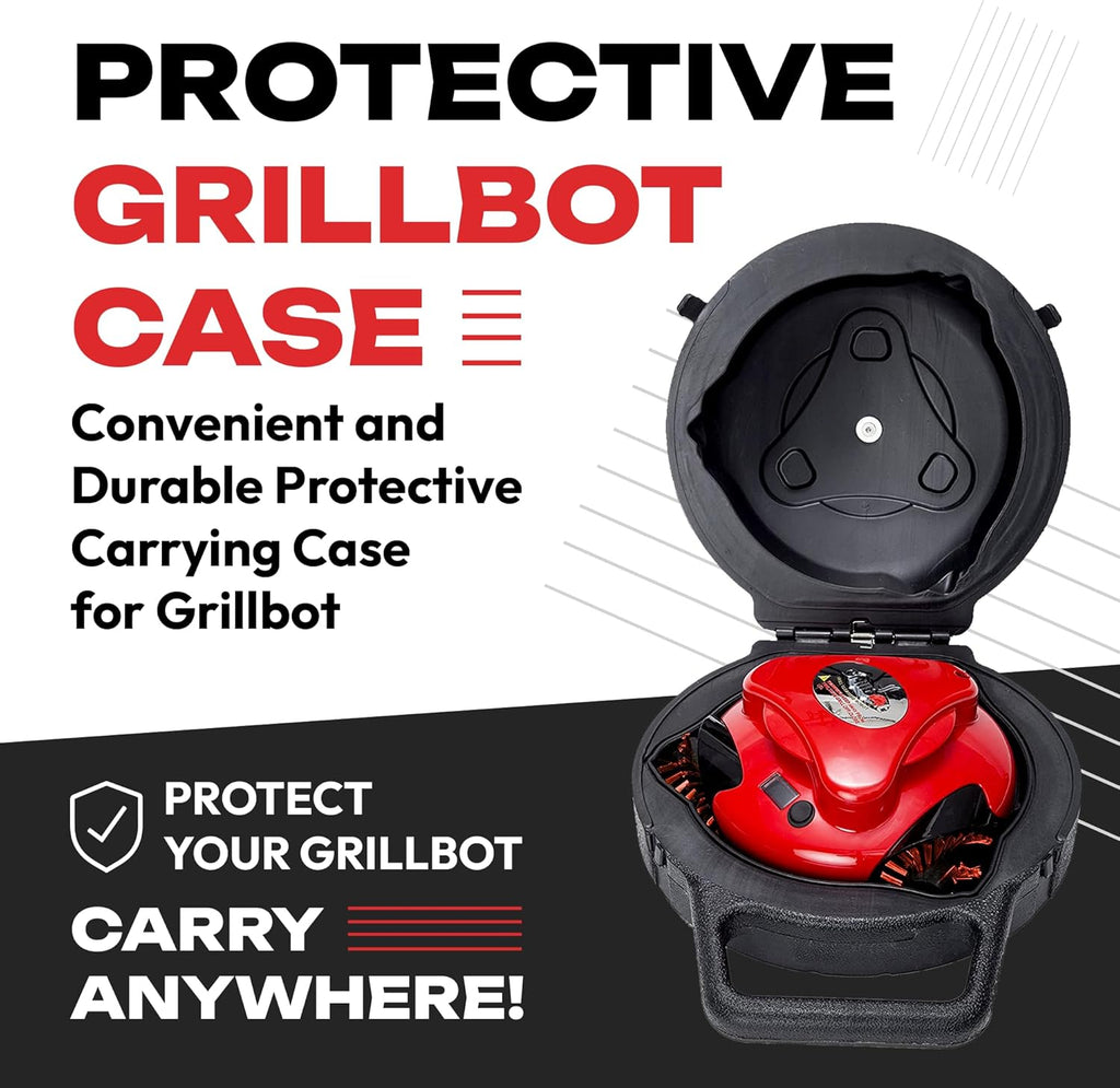 Robot de nettoyage automatique pour BBQ Grillbot avec brosses en nylon, brosse de nettoyage et grattoir pour BBQ, accessoires pour BBQ (Grillbot rouge + étui de transport)