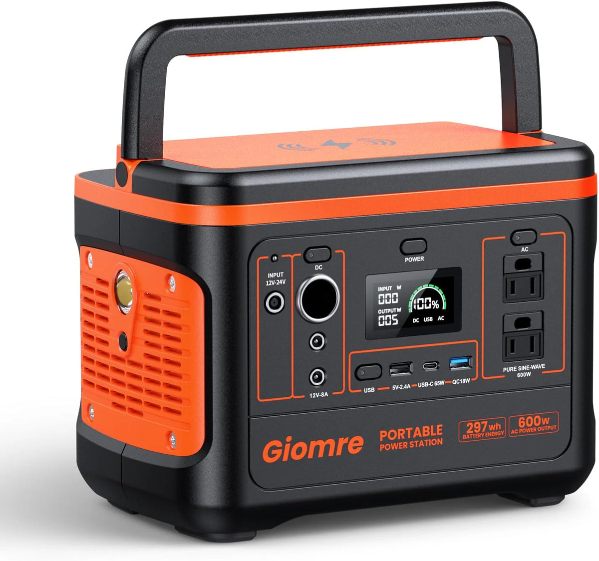 Centrale électrique compact and portable, générateur de secours à batterie lithium 297 Wh avec sortie CA 600 W et charge rapide 100 W, générateur solaire pour le camping, les voyages d'urgence et les pannes de courant à domicile.