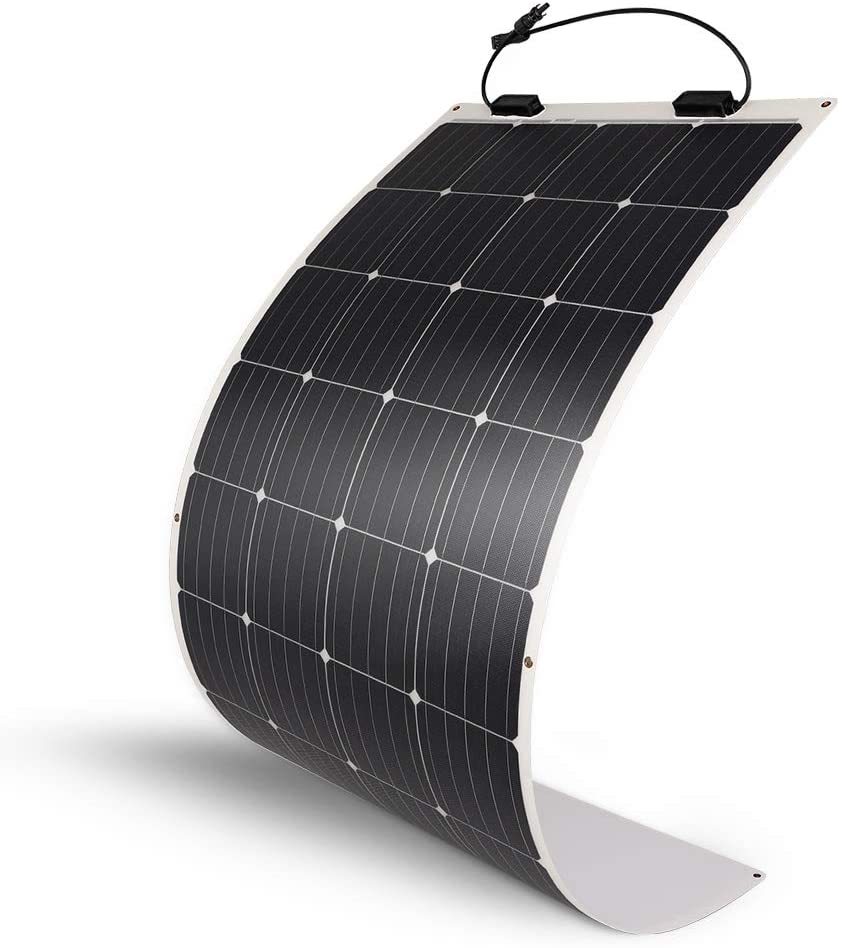 Panneau solaire monocristallin 160 W 12 V extrêmement flexible – Ultra léger, ultra fin, arc jusqu'à 248 degrés, pour camping-cars, bateaux, toits, surfaces irrégulières