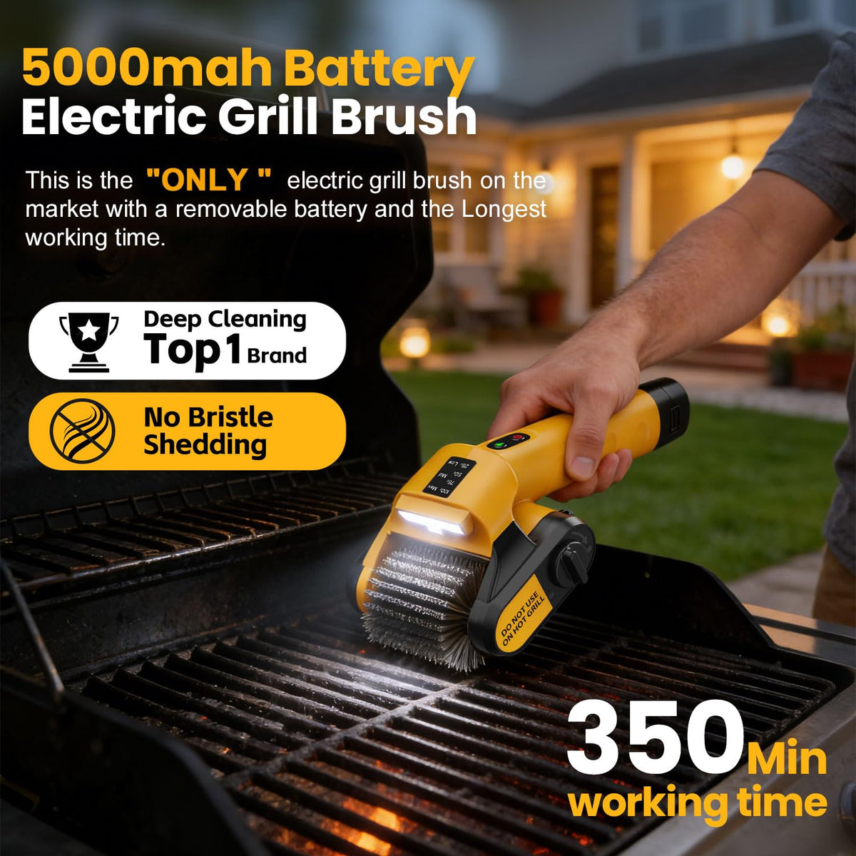 Brosse rotative électrique pour BBQ QIMEDO 5000 mAh - 800 tr/min sans fil