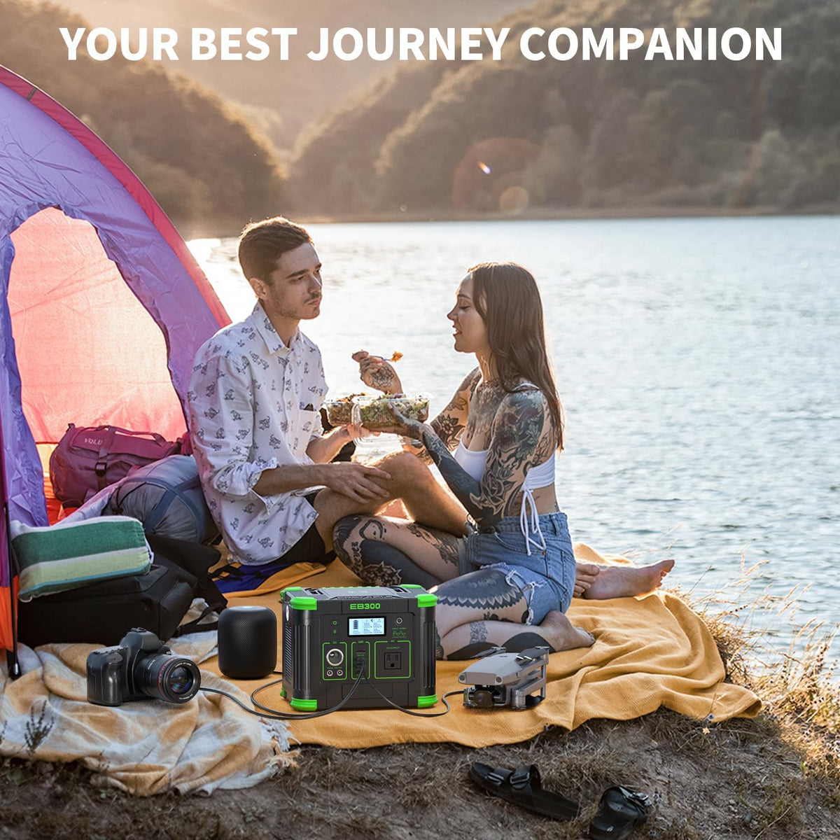 Station d'alimentation compact and portable 330 W, générateur solaire 288,6 Wh avec sortie USB-C PD 60 W, prise secteur 110 V à onde sinusoïdale pure, charge sans fil 5 W, alimentation multiport idéale pour le camping, les pannes de courant et les