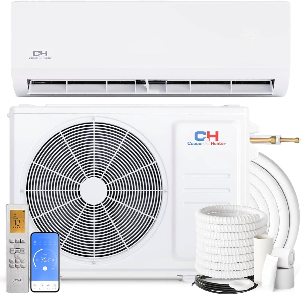Système de climatisation/chauffage monosplit sans conduit Cooper & Hunter série Olivia, 9 000 BTU, 230 V, 24 SEER2, avec kit d'installation.