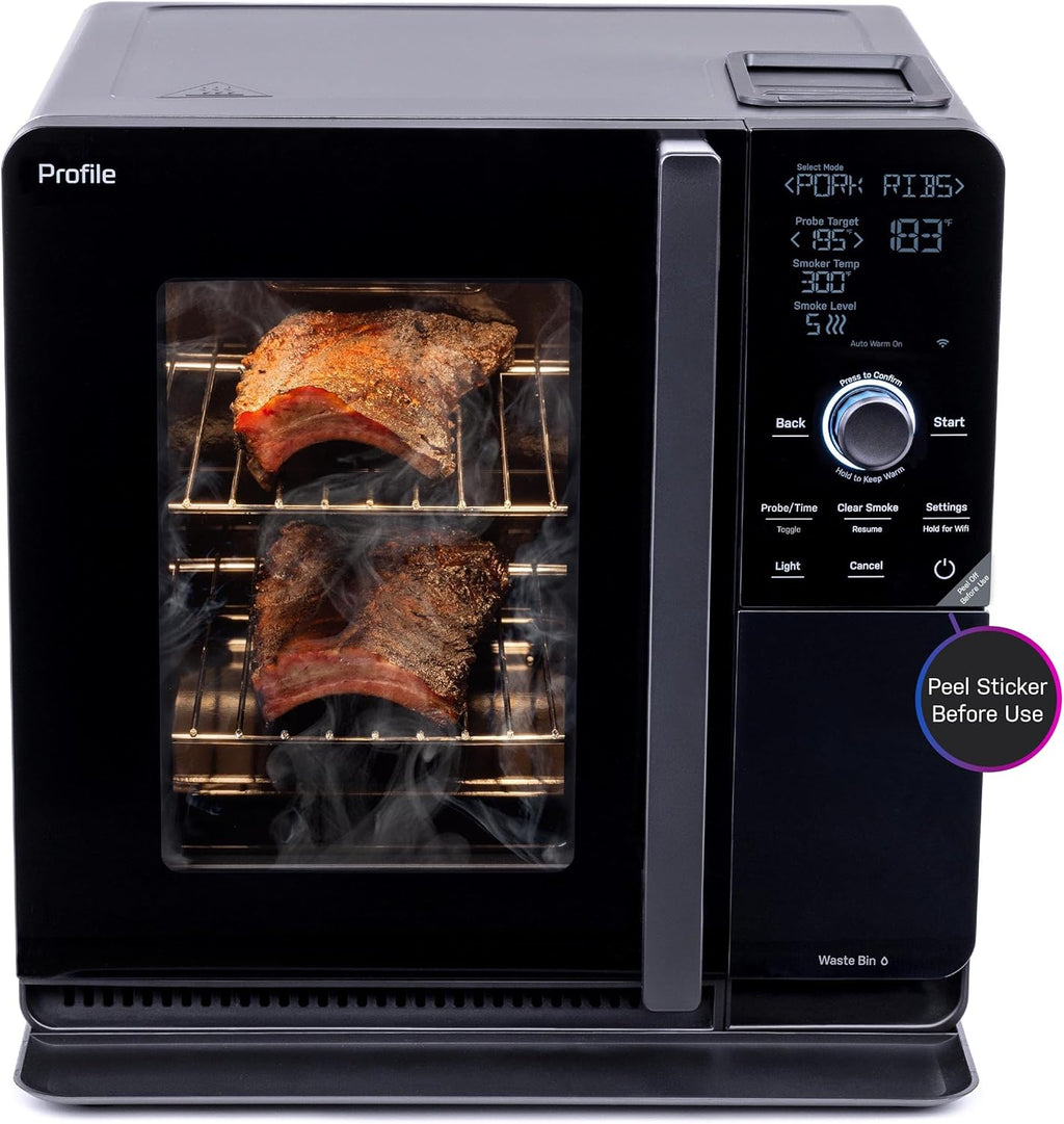 Fumoir à granulés intelligent d'intérieur, avec filtration active de la fumée, 5 réglages de fumée, connecté en Wi-Fi, électrique, appareil de BBQ de comptoir, noir