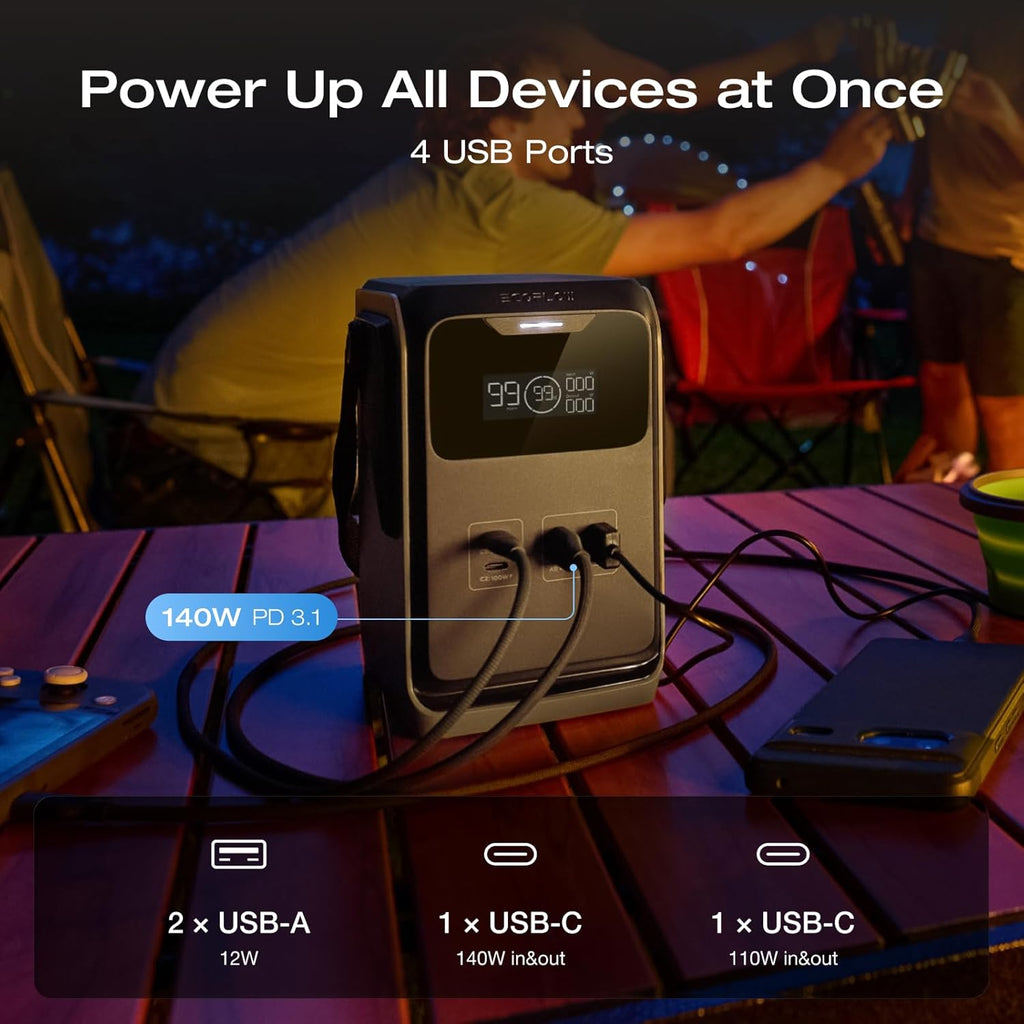 Station d'alimentation compact and portable EF ECOFLOW TRAIL 200 DC, batterie LiFePO4 192 Wh, générateur solaire, sortie CC 220 W, batterie externe compacte pour le camping, les voyages, les activités de plein air et les situations d'urgence (prise