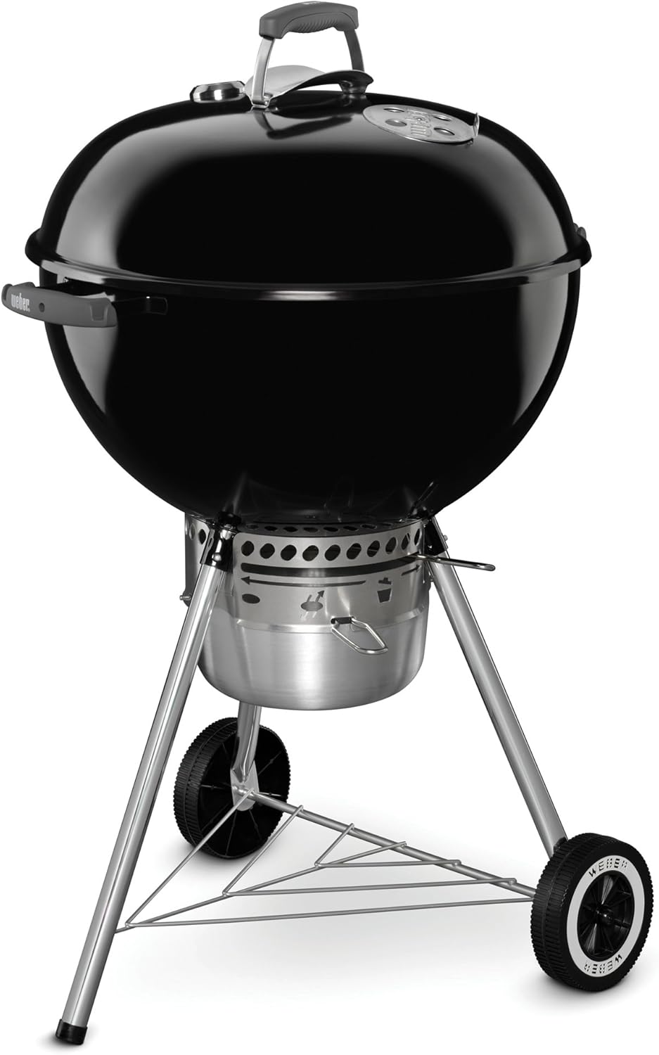 BBQ à charbon Weber Original Kettle Premium 56 cm (22 pouces) noir – BBQ d'extérieur avec thermomètre intégré, régulateurs de température et système de nettoyage One-Touch™
