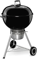 BBQ à charbon Weber Original Kettle Premium 56 cm (22 pouces) noir – BBQ d'extérieur avec thermomètre intégré, régulateurs de température et système de nettoyage One-Touch™