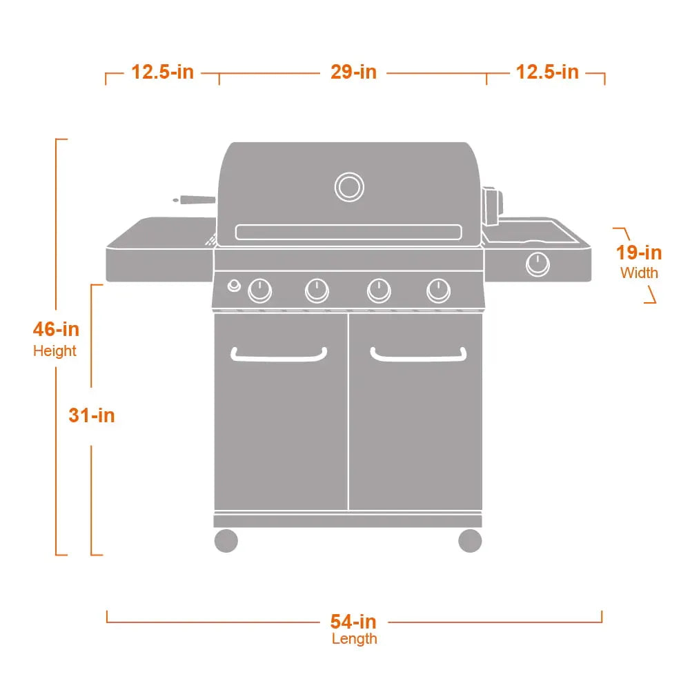Gril à gaz propane Monument Grills 17842 en acier inoxydable à 4 brûleurs avec rôtissoire