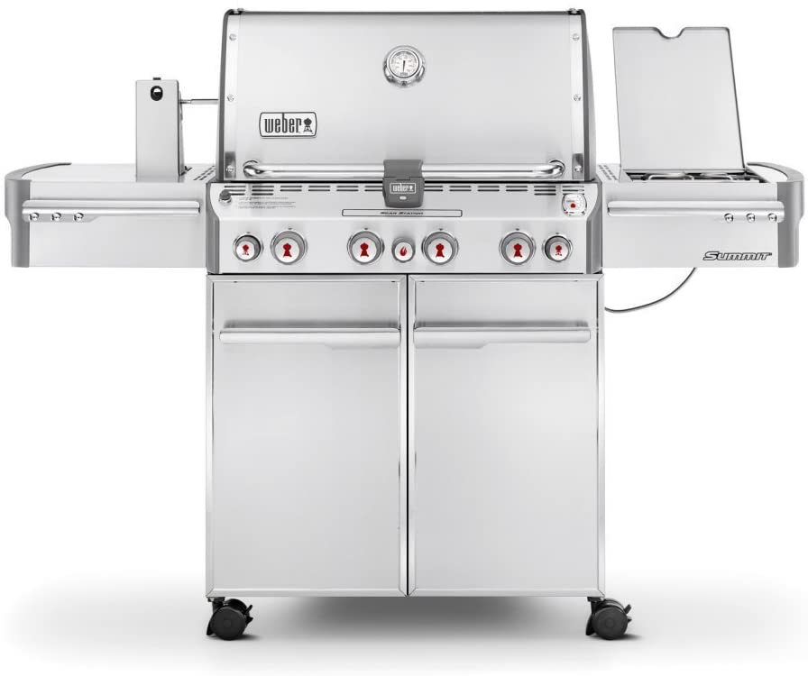BBQ au propane liquide Weber Summit S-470 à 4 brûleurs, en acier inoxydable, 580 pouces carrés (environ 3400 cm²).