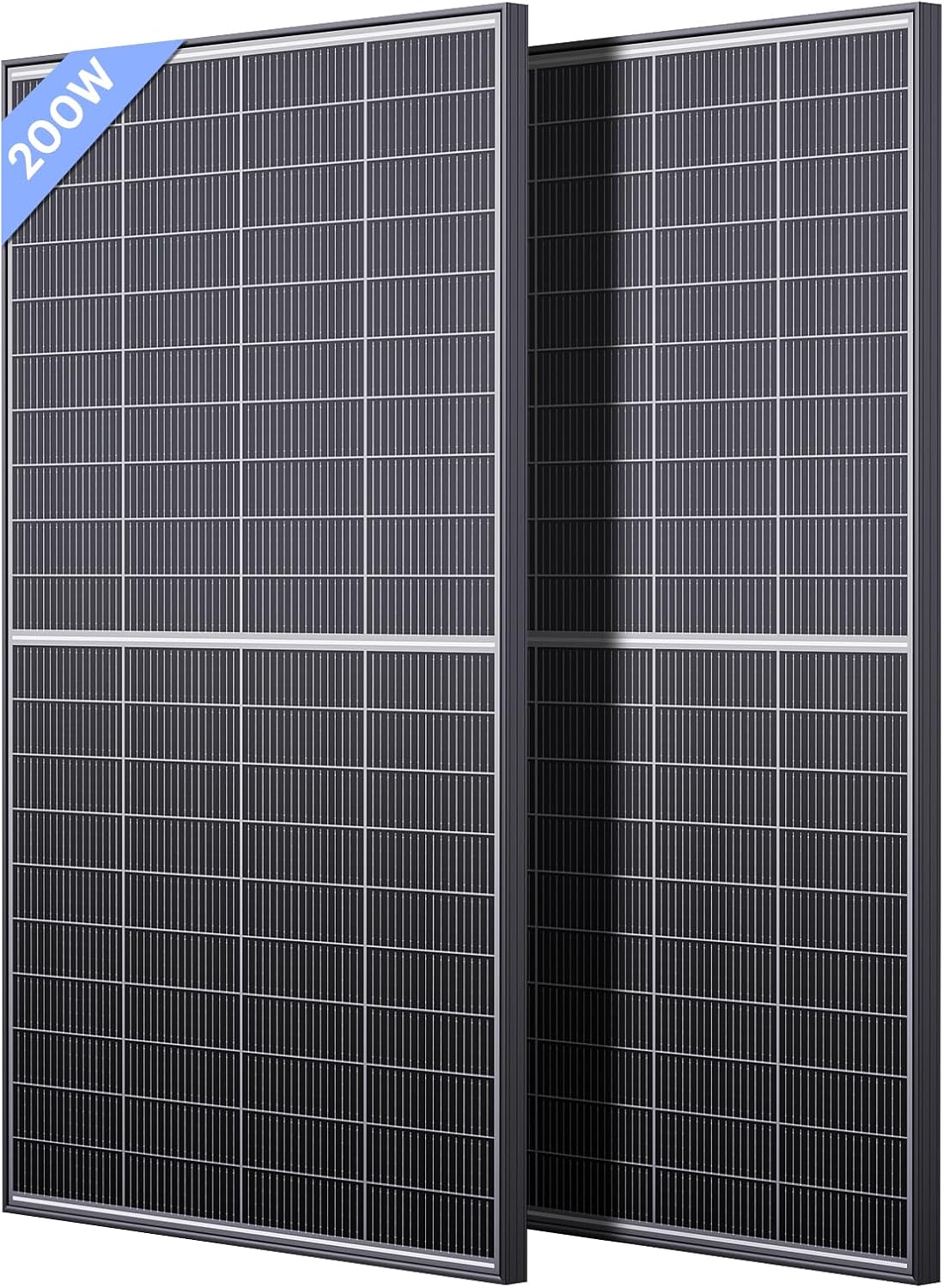 Panneau solaire bifacial de type N 16BB 400 W (2 pièces) - 200 W - 12 V - 25 % de rendement - Conception anti-ombrage à double module parallèle pour camping-cars, fourgons, bateaux, maisons, toitures et systèmes hors réseau (lot de 2, 200 W)