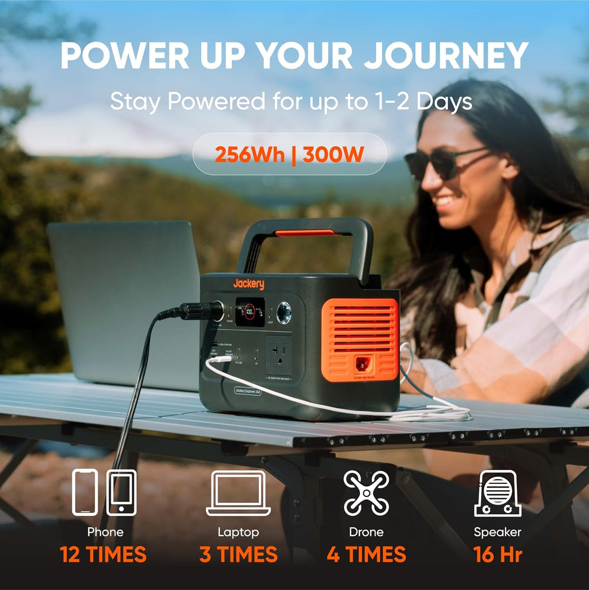 Générateur solaire Jackery 240 V2 et mini panneau solaire 40 W, batterie LiFePO4 256 Wh, sortie CA 300 W et USB-C 100 W, charge solaire ultra-rapide pour le camping, les voyages et les situations d'urgence.