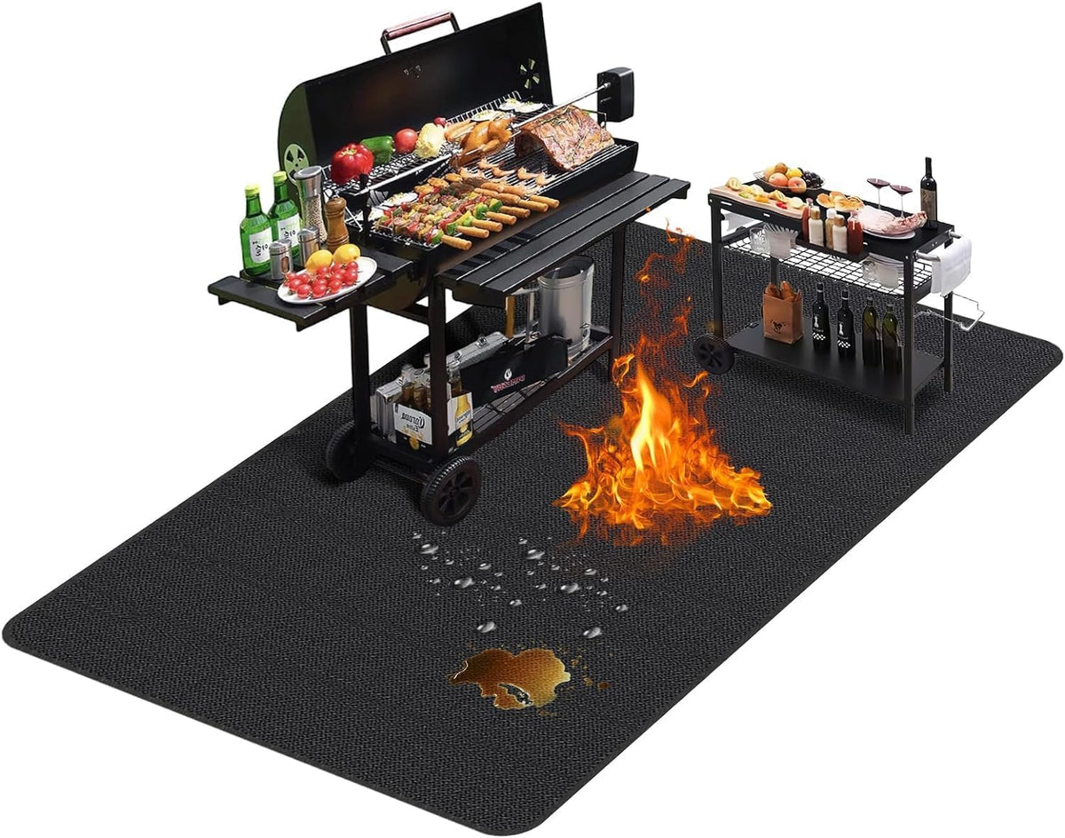 Tapis de protection pour BBQ extérieur 90 x 52 pouces, ignifugé et imperméable