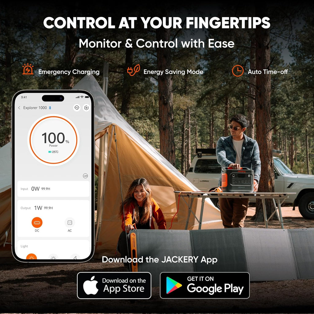 Station d'alimentation compact and portable Jackery Explorer 1000 v2 avec sac de transport, batterie LiFePO4 1070 Wh, sortie CA 1500 W / USB-C 100 W, charge rapide en 1 heure, générateur solaire pour le camping en plein air