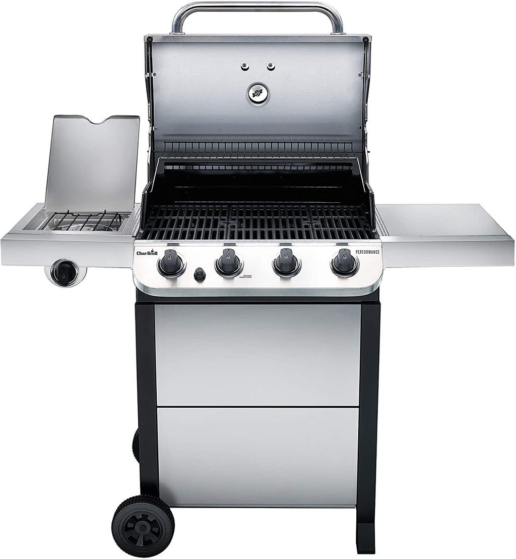 BBQ à gaz propane liquide Char-Broil 463377319 Performance à 4 brûleurs, sur chariot, en acier inoxydable