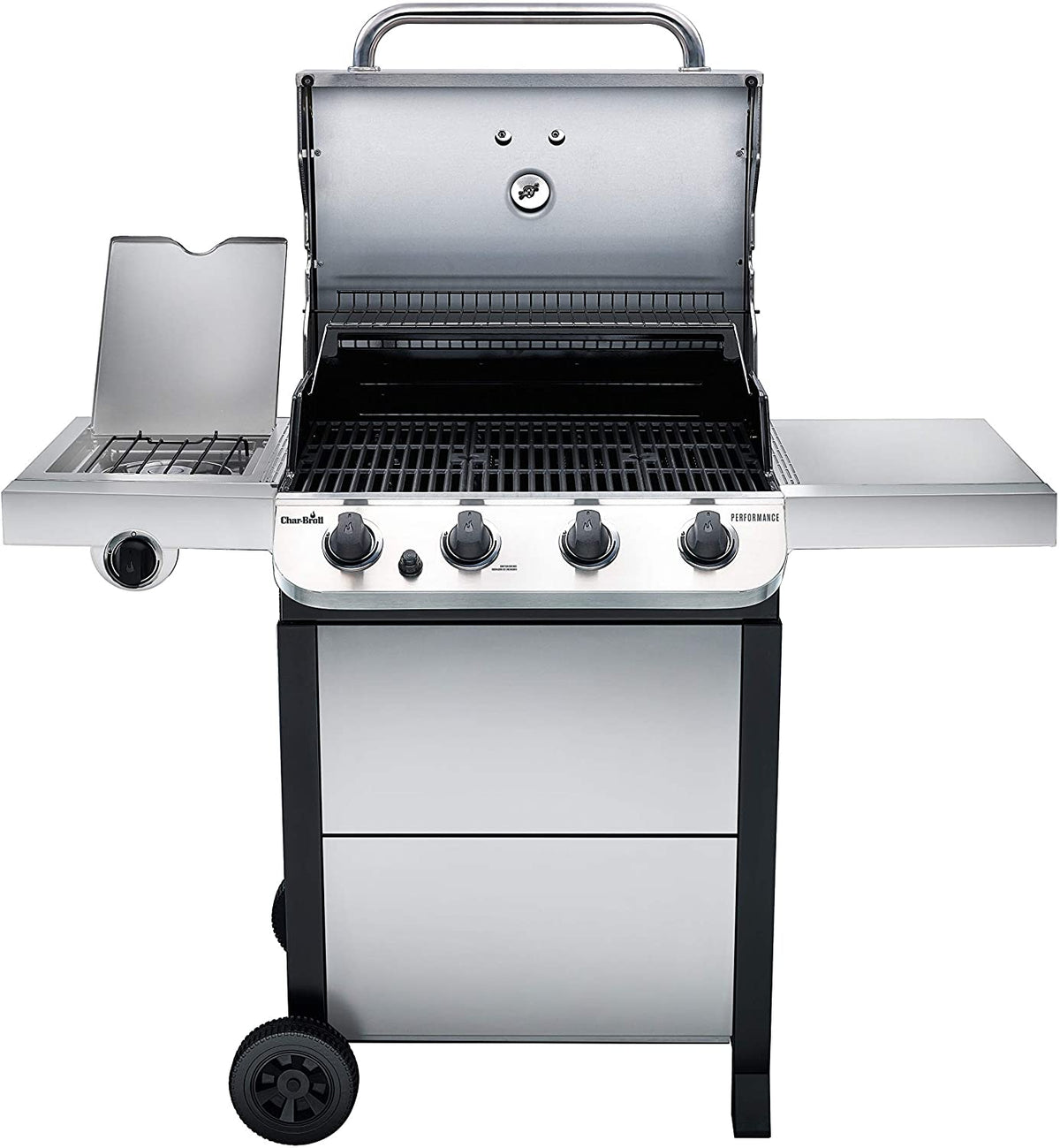 BBQ à gaz propane liquide Char-Broil 463377319 Performance à 4 brûleurs, sur chariot, en acier inoxydable