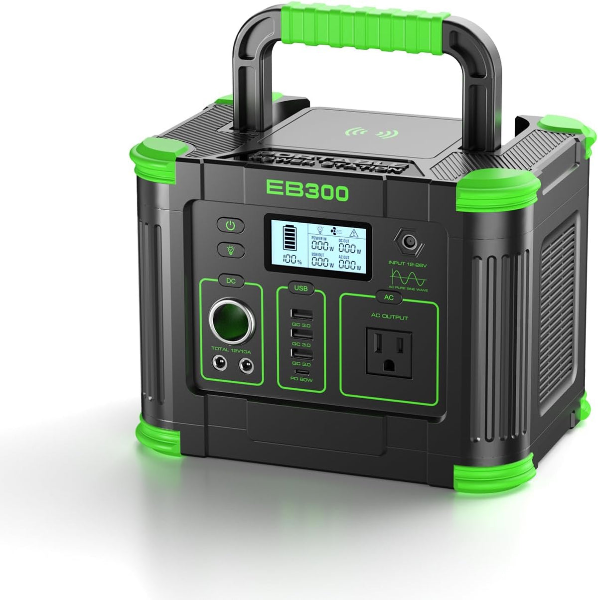 Station d'alimentation compact and portable 330 W, générateur solaire 288,6 Wh avec sortie USB-C PD 60 W, prise secteur 110 V à onde sinusoïdale pure, charge sans fil 5 W, alimentation multiport idéale pour le camping, les pannes de courant et les