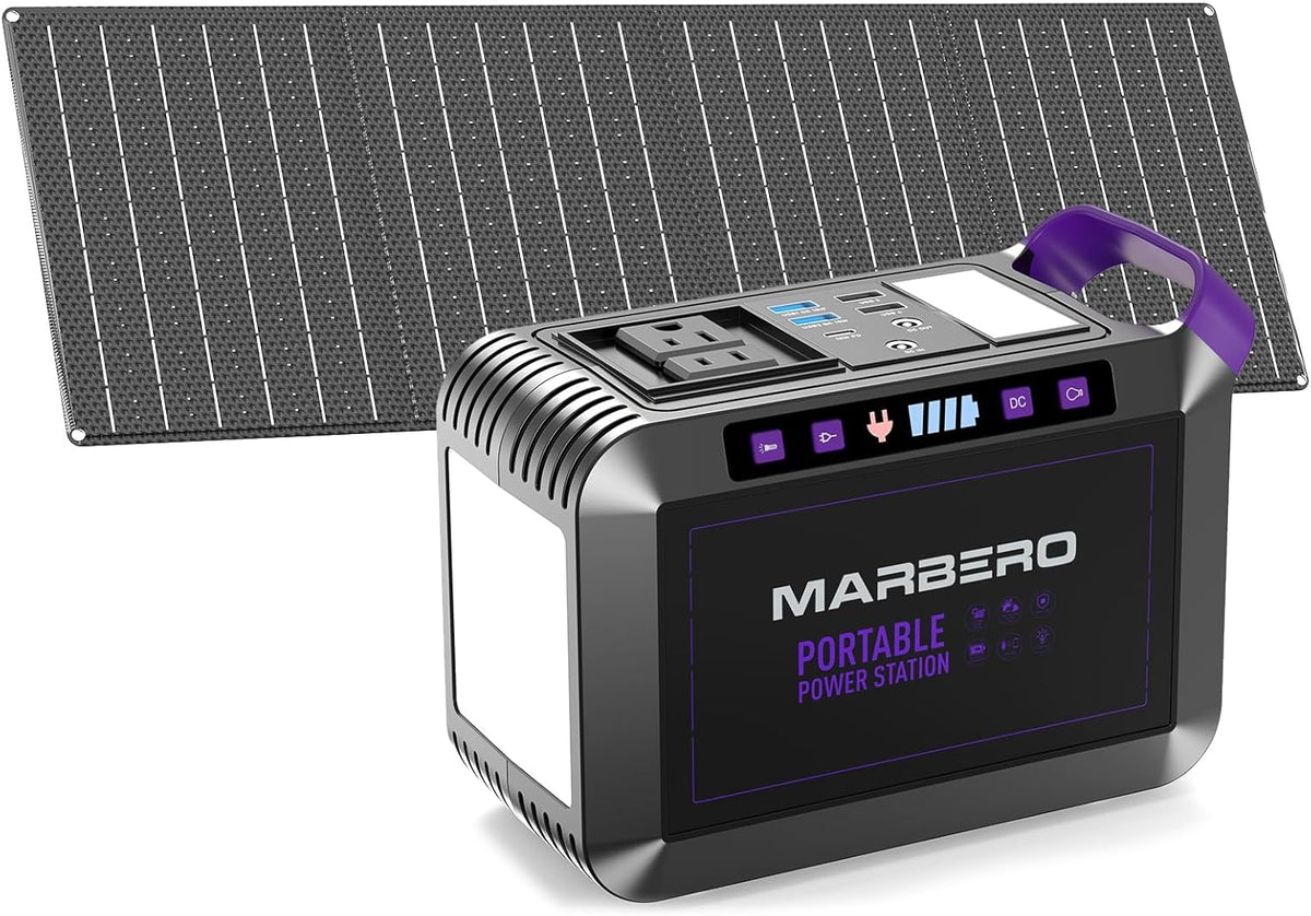 Générateur solaire MARBERO 172 Wh avec panneau solaire 40 W, station d'énergie solaire compact and portable 200 W, camping, activités de plein air, randonnée, pêche, situations d'urgence, CPAP