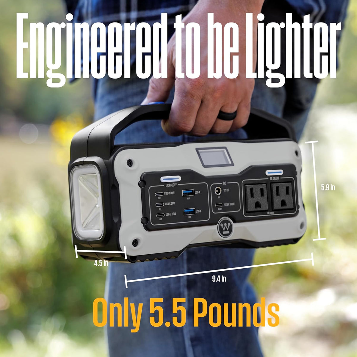 Centrale électrique compact and portable et générateur solaire Westinghouse iGen400s de 400 watts et 183 Wh avec LED et prise CC pour le camping, la maison, les voyages et une utilisation intérieure/extérieure (panneau solaire non inclus).