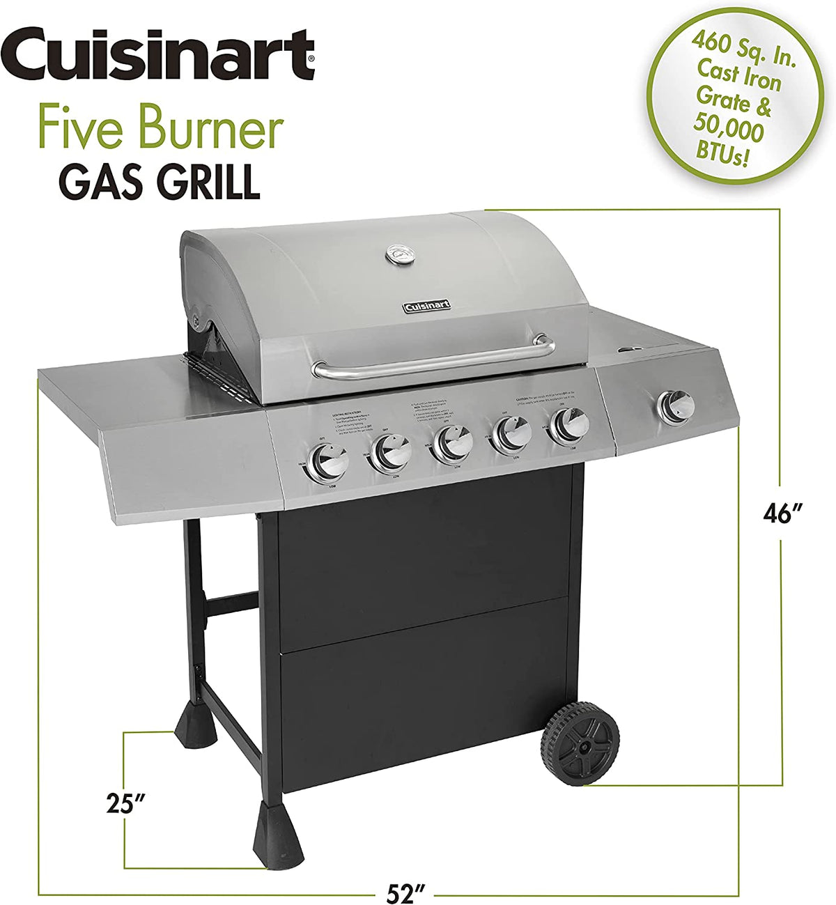Gril à gaz à cinq brûleurs latéraux Cuisinart CGG-8500