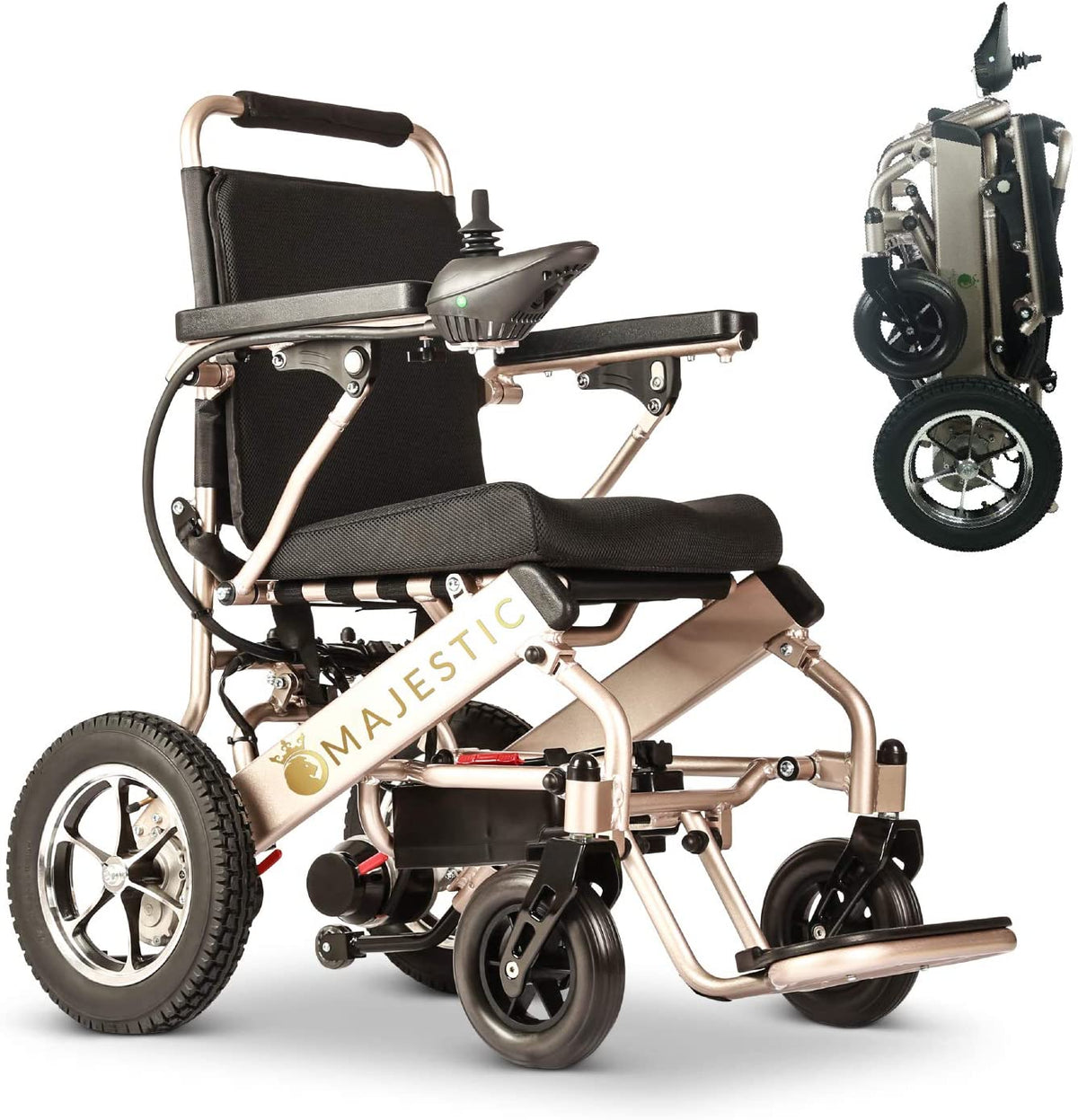 Nouveau fauteuil roulant électrique pliable ultra-léger 2020, homologué FDA et autorisé pour les voyages en avion, robuste, motorisé, compact and portable (largeur d'assise : 17,5 pouces)