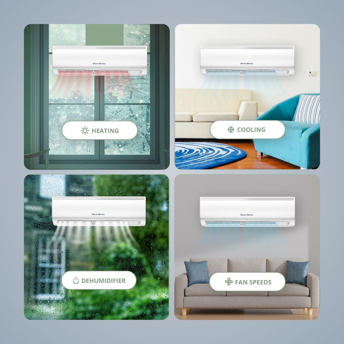 Vtronix Classic America 12 000 BTU, mini-split intelligent avec pompe à chaleur, 19 SEER2, onduleur, montage mural sans conduit, 110/120 V, silencieux (29 dB), Wi-Fi/Alexa, préchargé, kit de tuyauterie de 4,9 m, jusqu’à 51 m²