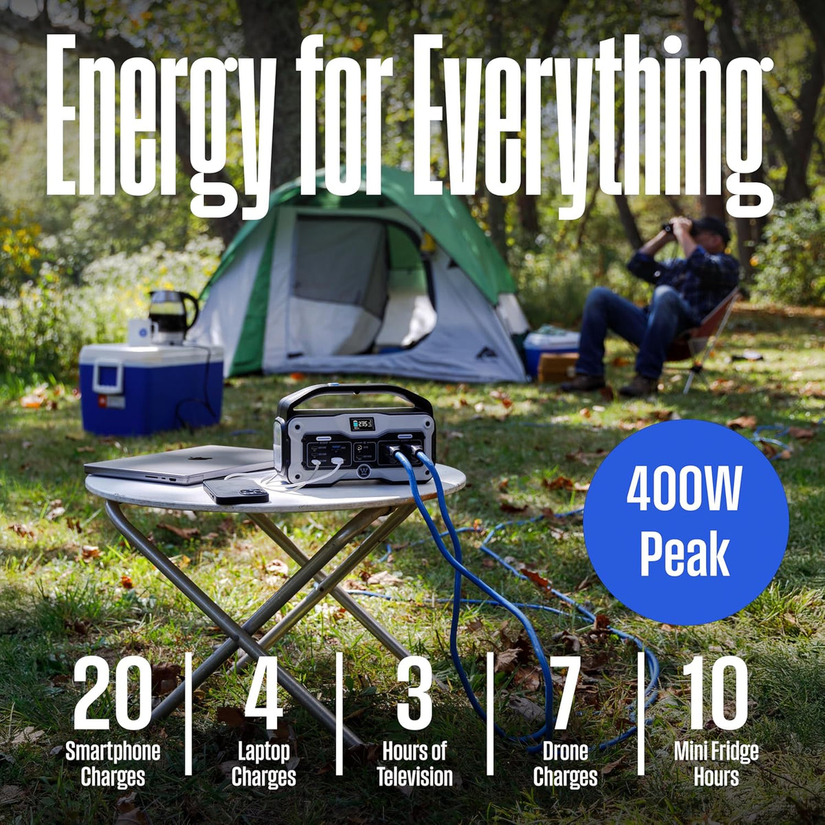 Centrale électrique compact and portable et générateur solaire Westinghouse iGen400s de 400 watts et 183 Wh avec LED et prise CC pour le camping, la maison, les voyages et une utilisation intérieure/extérieure (panneau solaire non inclus).