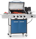 BBQ à gaz propane avec brûleur latéral et grilles en fonte émaillée, puissance de 42 000 BTU, grille en acier inoxydable pour la cuisine extérieure, la terrasse et le jardin - Captiva