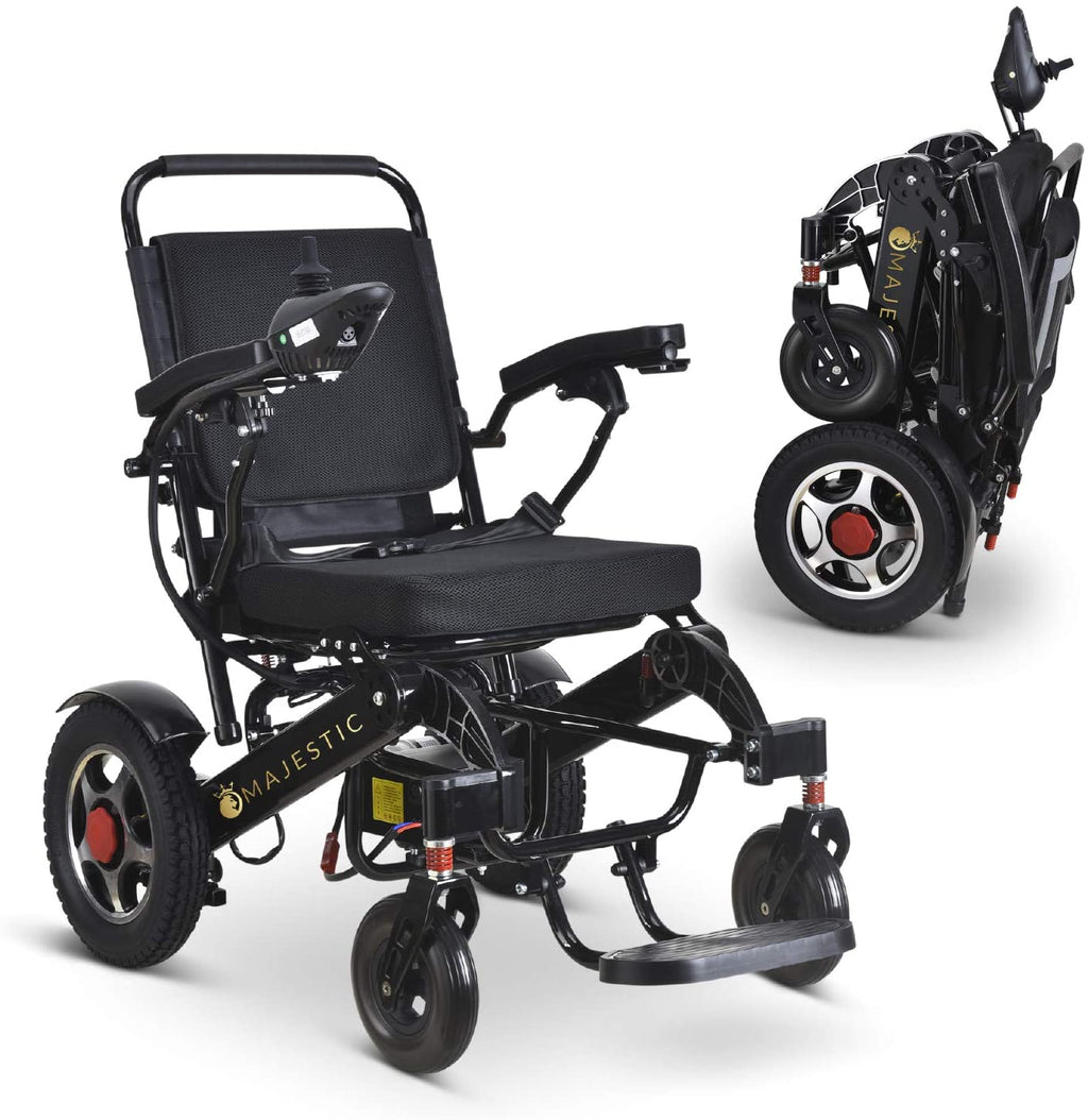 Nouveau fauteuil roulant électrique pliable ultra-léger 2020, homologué FDA et autorisé pour les voyages en avion, robuste, motorisé, compact and portable (largeur d'assise : 17,5 pouces)
