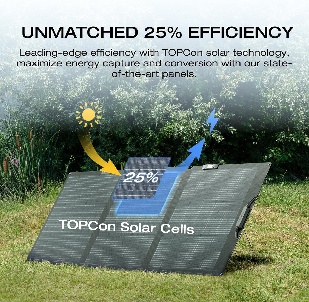 Panneau solaire compact and portable EF ECOFLOW 160 W pour station d'alimentation, chargeur solaire pliable avec support réglable, étanche IP68, idéal pour le camping, les camping-cars et les systèmes hors réseau.