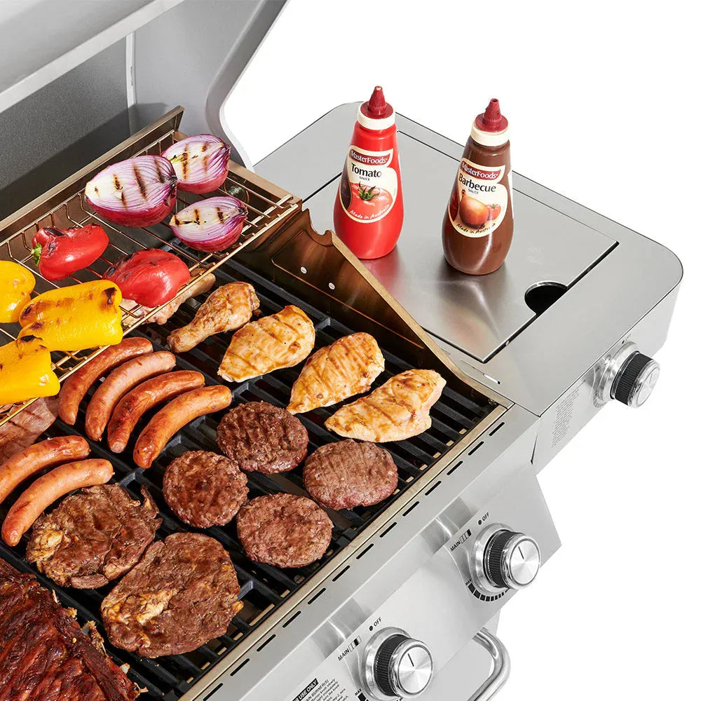 Gril à gaz propane Monument Grills 17842 en acier inoxydable à 4 brûleurs avec rôtissoire