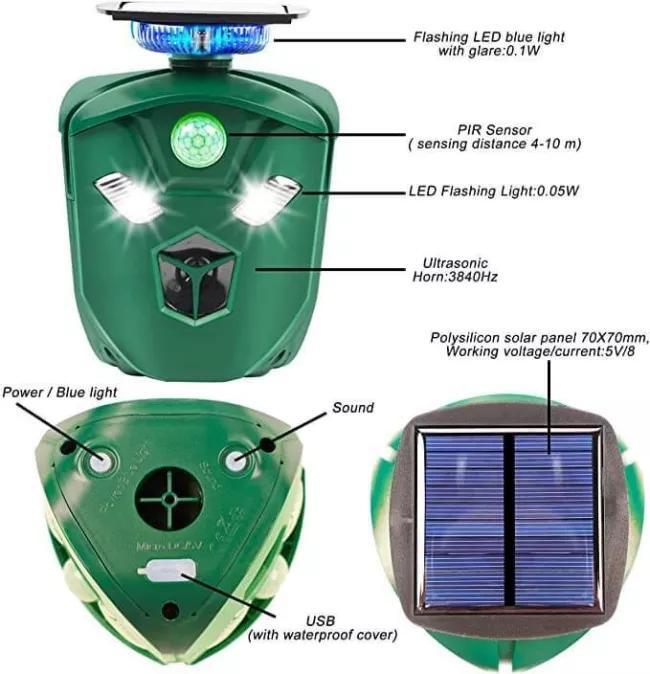 Répulsif solaire pour animaux à 360 degrés (nouveau modèle 2021)