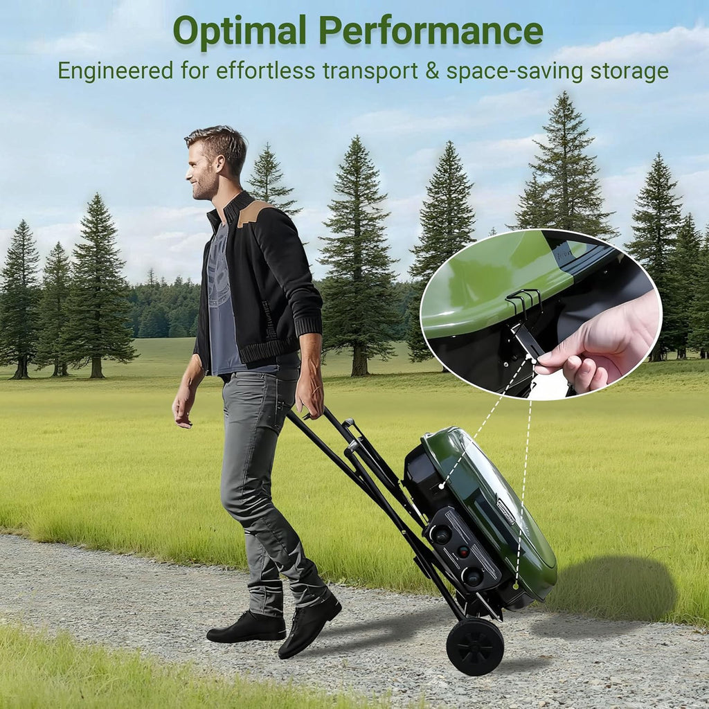 BBQ à gaz propane Brand-Man, BBQ portable sur pied avec chariot pliable et allumage par bouton-poussoir, idéal pour le camping, les pique-niques, les barbecues, la terrasse et plus encore.