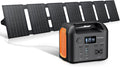 Station d'alimentation compact and portable avec panneau solaire de 55 W, batterie de secours LiFePO4 de 299 Wh, alimentation secteur sinusoïdale pure de 300 W (600 W crête), prises allume-cigare, générateur solaire QC3.0 de 60 W, batterie externe