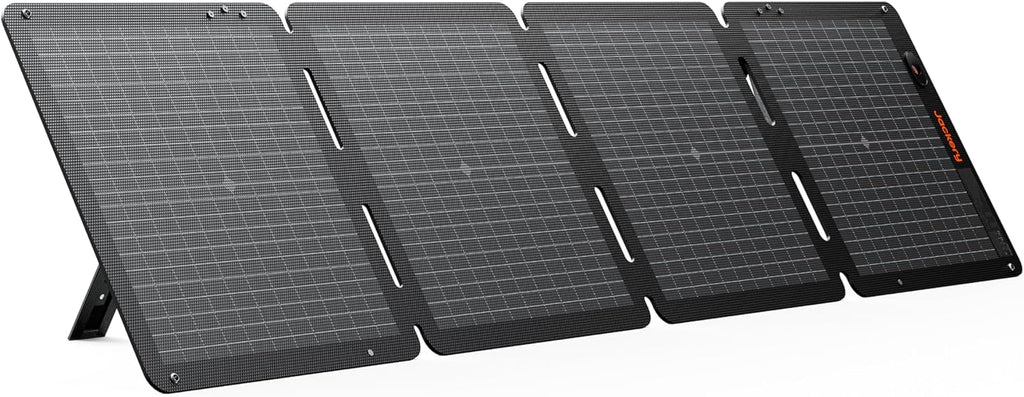 Panneau solaire à air Jackery SolarSaga 100 W, rendement de conversion de 23 %, panneaux bifaciaux, étanche IP65, pliable et compact and portable. Chargeur solaire idéal pour les stations d'alimentation, les camping-cars, le camping, les vies hors