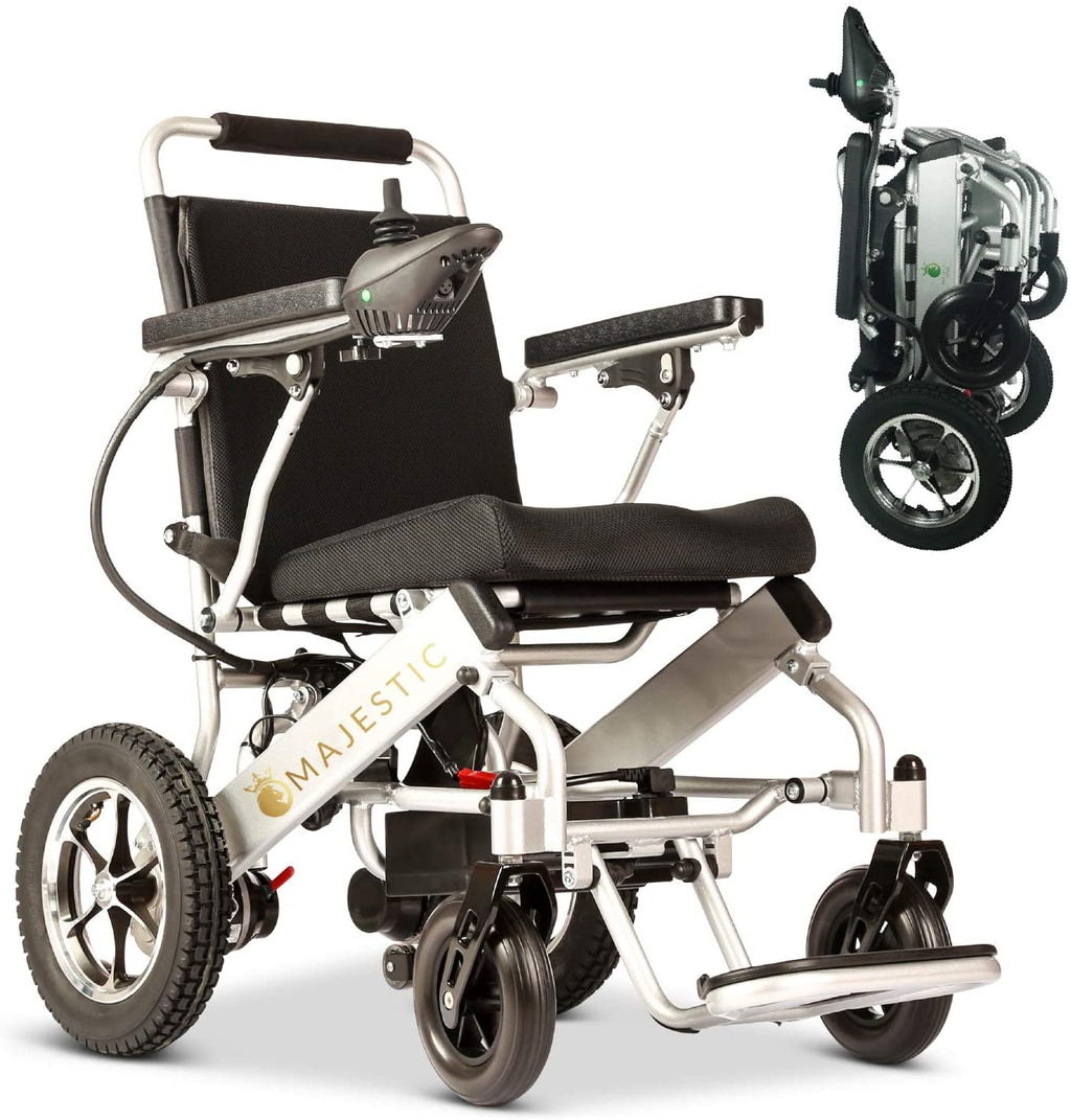 Nouveau fauteuil roulant électrique pliable ultra-léger 2020, homologué FDA et autorisé pour les voyages en avion, robuste, motorisé, compact and portable (largeur d'assise : 17,5 pouces)