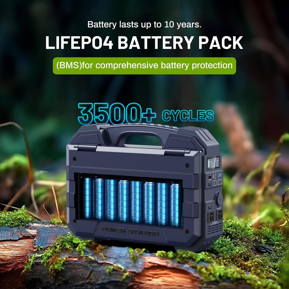 Station d'alimentation compact and portable BROWEY 1600 W (3200 W en crête) avec batterie LiFePO4 1024 Wh, panneau solaire intégré, générateur solaire USB-C PD 100 W pour camping, camping-car, maison, alimentation de secours et urgence (bleu foncé)