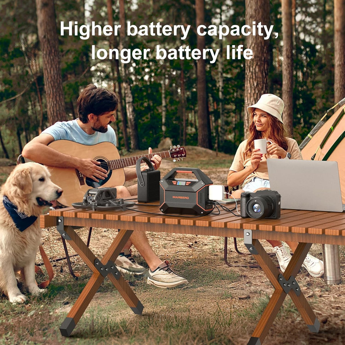 Générateur solaire MARBERO 155 Wh avec panneau solaire 30 W, station d'alimentation compact and portable, sortie multiple 100 W, lampe torche LED intégrée et câble de 2 m, ultra-léger pour le camping et les situations d'urgence en cas de panne de