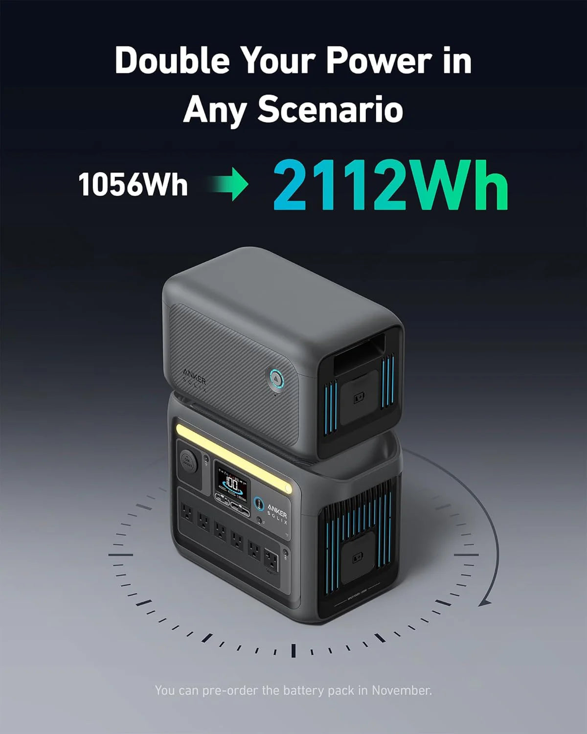 Centrale électrique compact and portable, générateur solaire 1800 W (2400 W en crête), charge complète en 58 minutes, batterie LiFePO4 1056 Wh.
